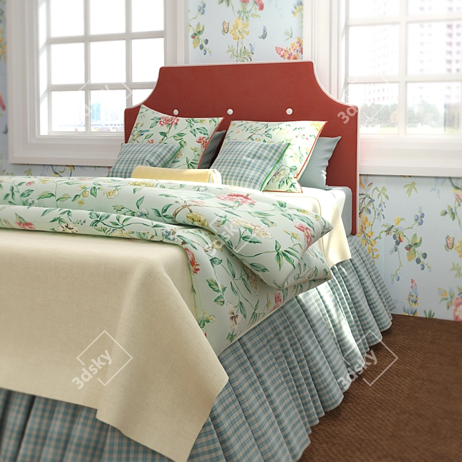 Honeysuckle Thibaut Bed: Elegant and Modern 3D model image 2