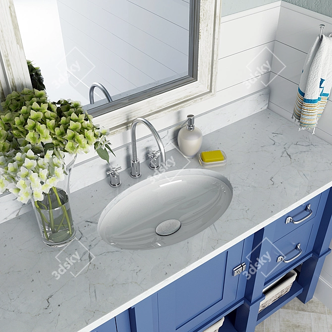 Sleek Modern Bathroom Set 3D model image 2