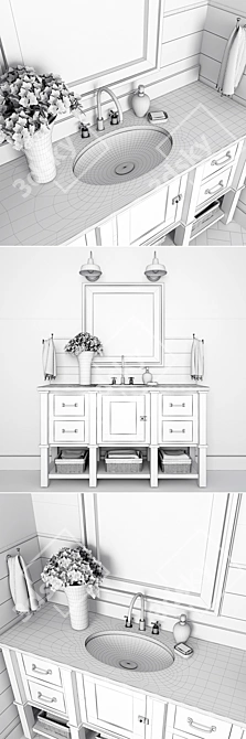 Sleek Modern Bathroom Set 3D model image 3