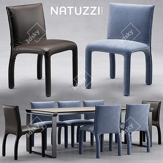 Natuzzi Hedi: Elegant Table & Chairs 3D model image 1