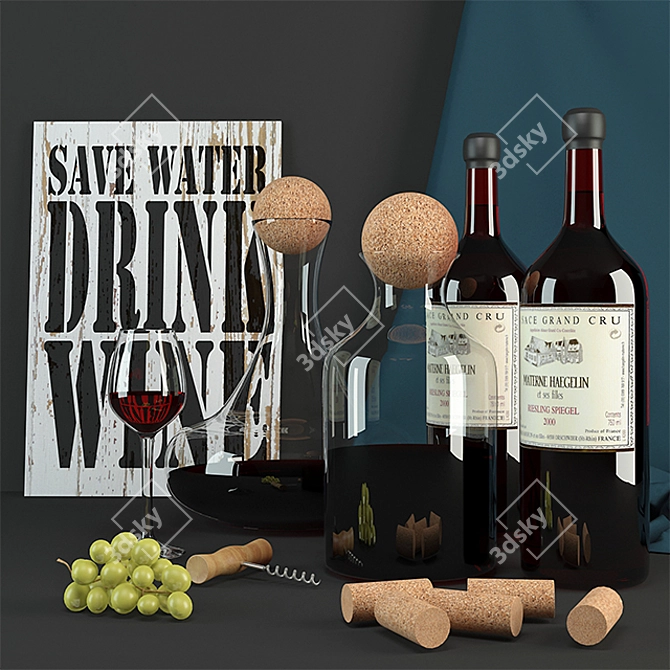 Elegant Wine Decor Set 3D model image 1