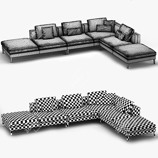 B&B Maxalto Dives Corner Sofa 3D model image 3