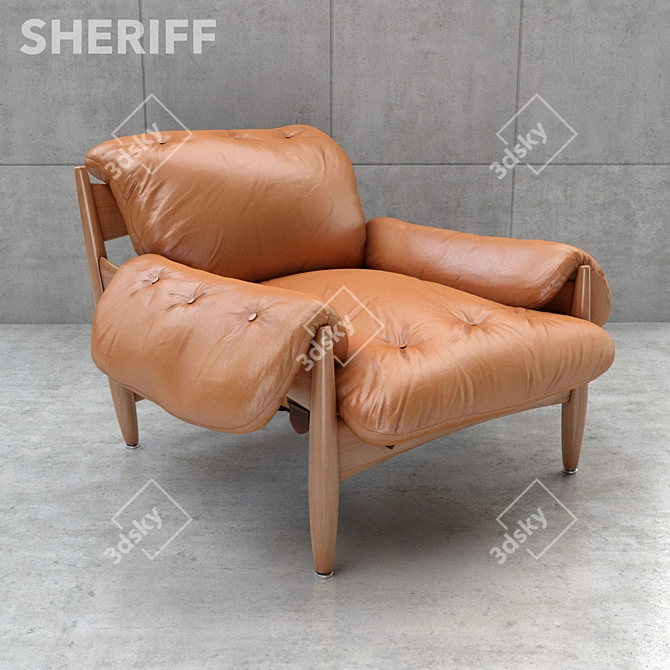 Sergio Rodrigues Sheriff Lounge Chair 3D model image 1