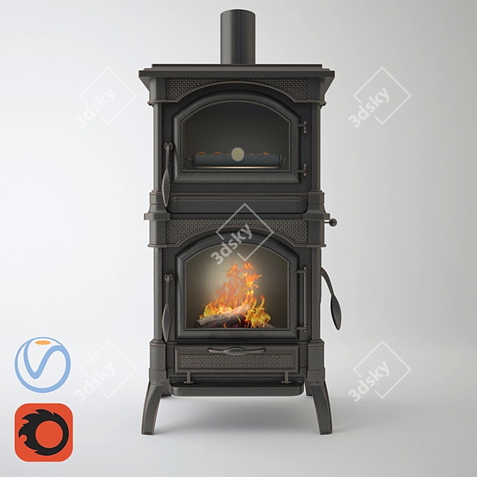 Vintage Hearth: Authentic Charm 3D model image 1