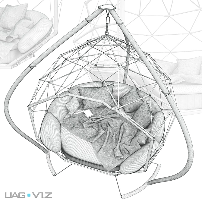 Zen Oasis Hanging Swing Chair 3D model image 3