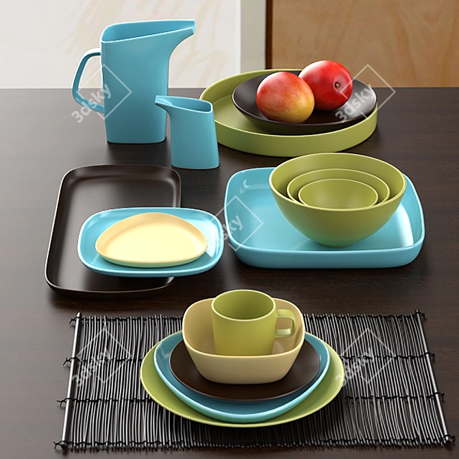 Hoganas Stoneware: Matte & Gloss Glazed Dinnerware 3D model image 1