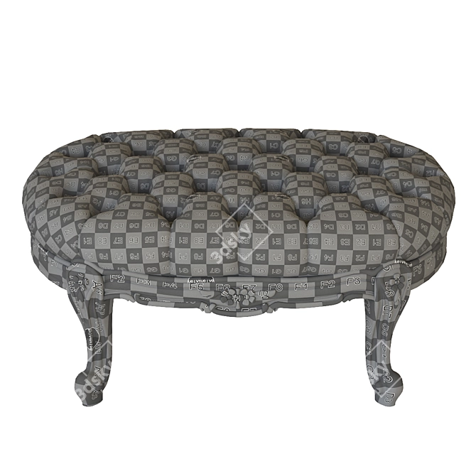 Elegant Cream Pouf with Hand-Carved Details 3D model image 2