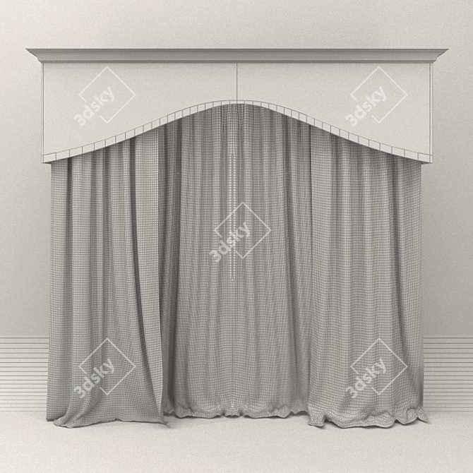 Elegant drapes with valance 3D model image 2