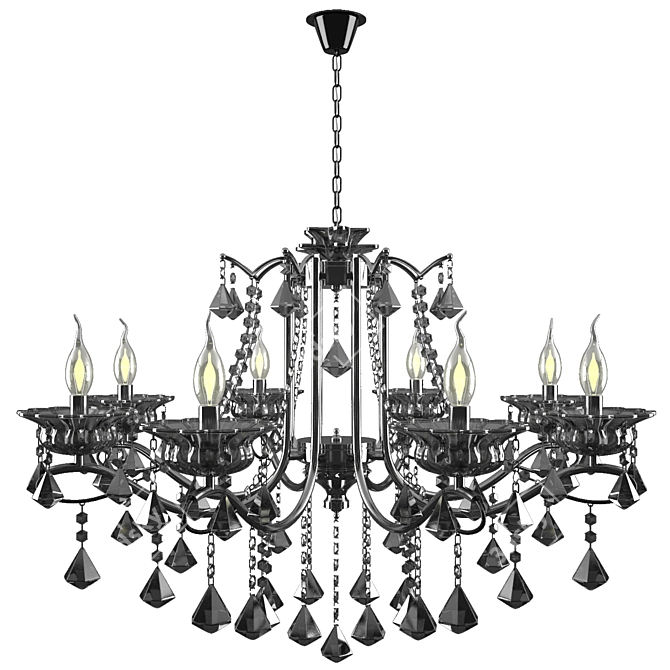 Elegant Black Chrome Chandelier 3D model image 1