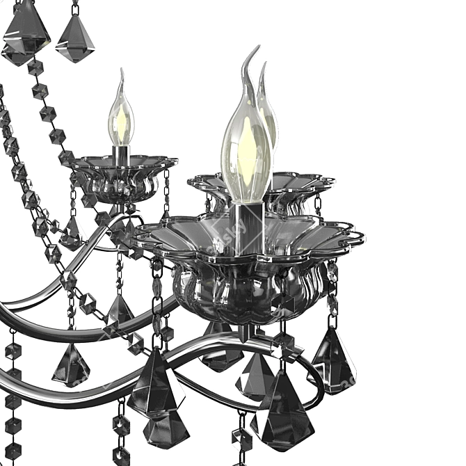 Elegant Black Chrome Chandelier 3D model image 2