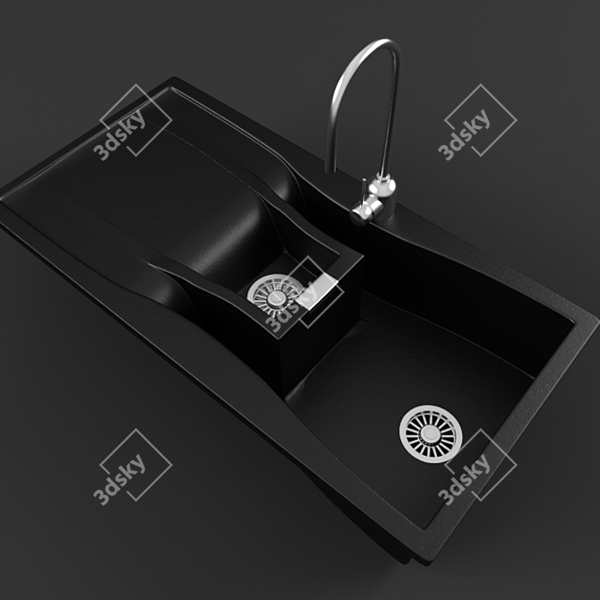 Stainless Steel Kitchen Sink 3D model image 1