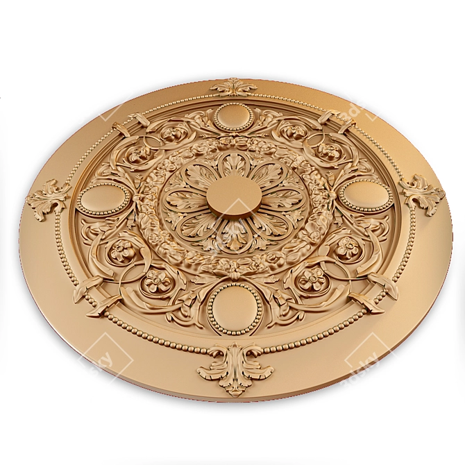 Elegant Rosette Ceiling Decoration 3D model image 1