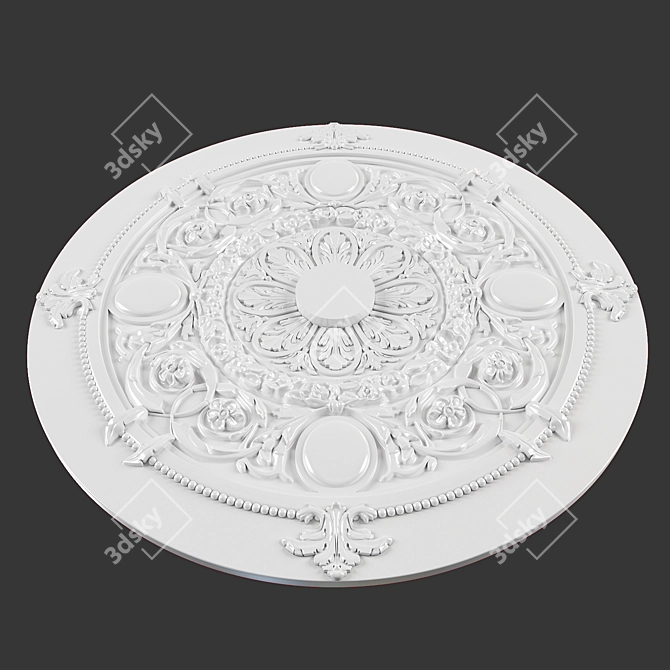 Elegant Rosette Ceiling Decoration 3D model image 2