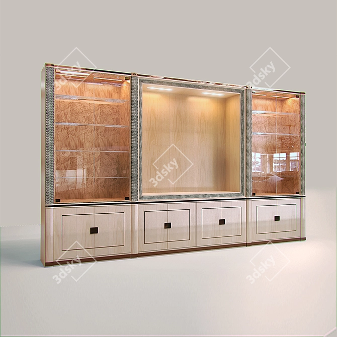Italian Inspired Glass Showcase Cabinet 3D model image 1