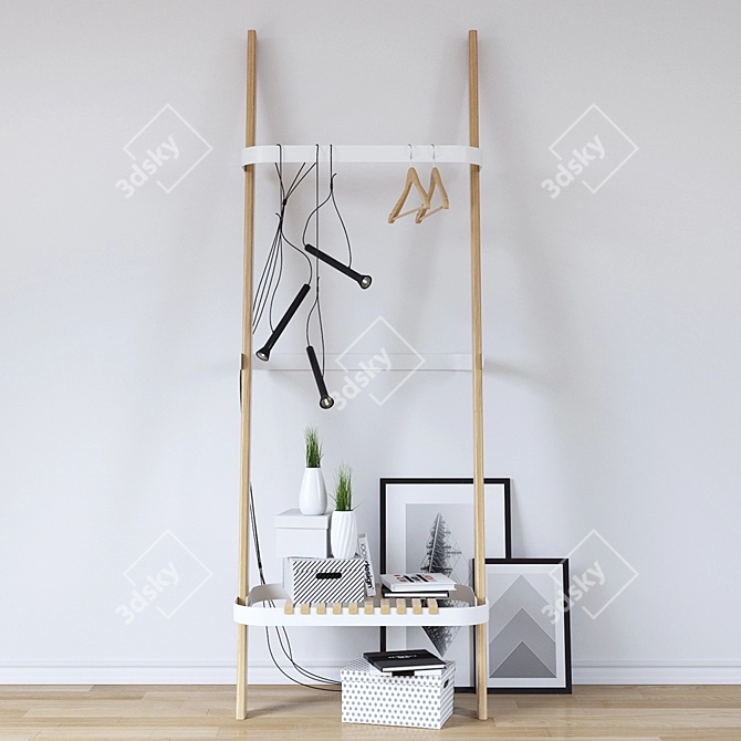 Pual Designer Hanger - Stylish Storage 3D model image 1