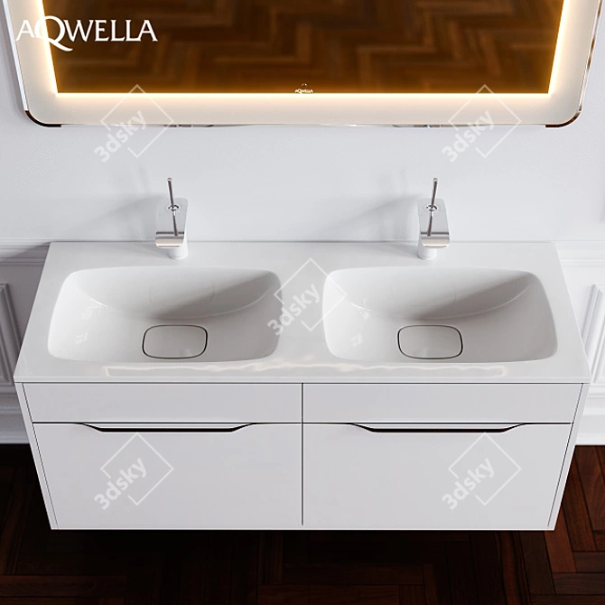 Aqwella Malaga Bathroom Furniture 3D model image 2