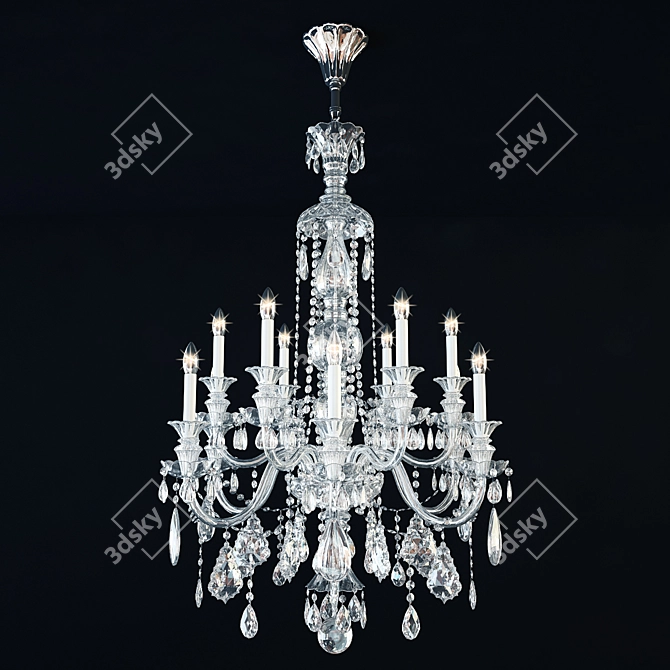 Elegant Heritage Handcut Crystal Chandelier 3D model image 1