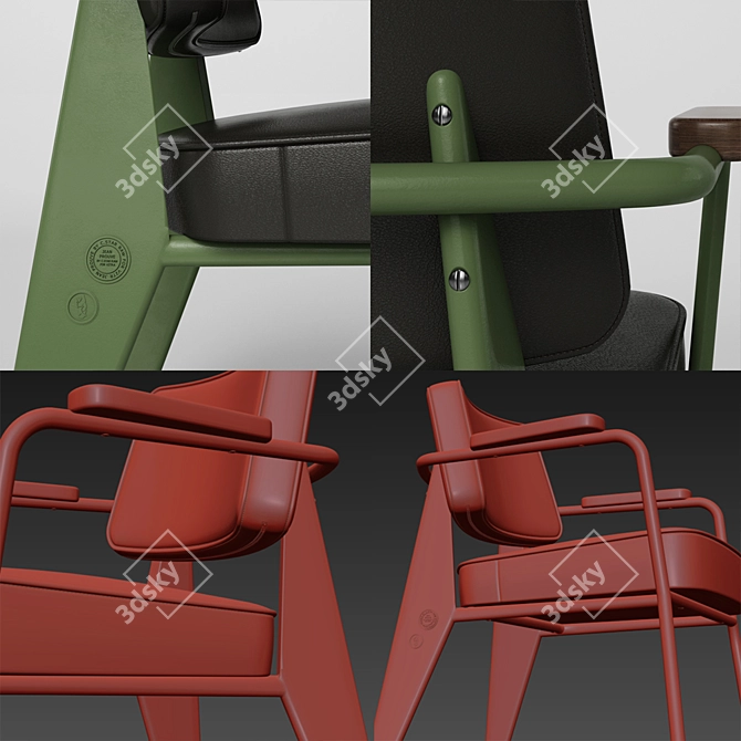 Prouvé Raw Executive Chair 3D model image 2