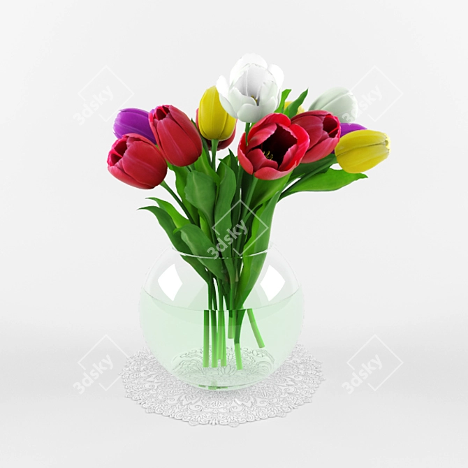 Elegant Tulip Scene 3D model image 1