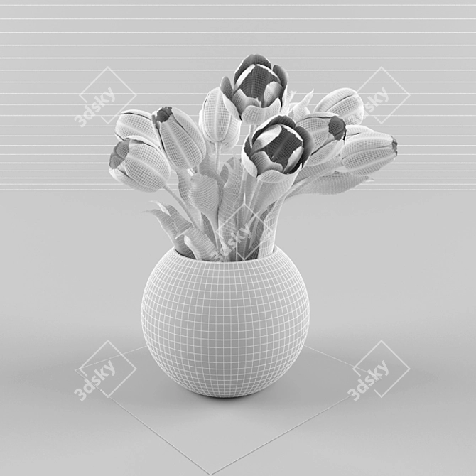 Elegant Tulip Scene 3D model image 2