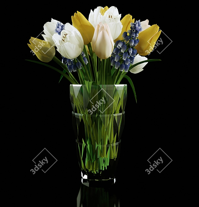 Title: Spring Blooms Bouquet 3D model image 1