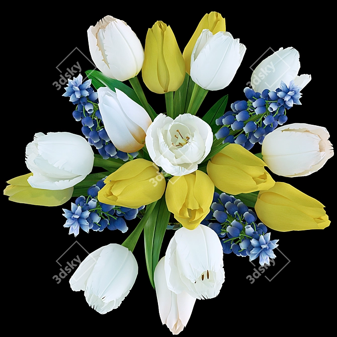 Title: Spring Blooms Bouquet 3D model image 2