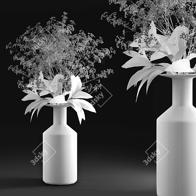 Elegant Gypsophila & Magnolia Bottle 3D model image 2