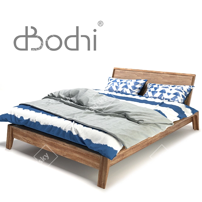 Teak King Bed: Stylish and Quality 3D model image 1