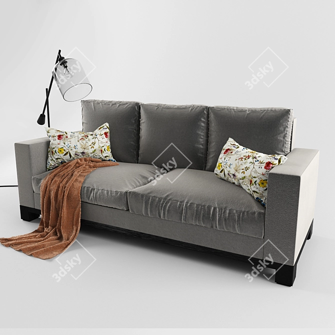 Sleek Suede Sofa Set 3D model image 1