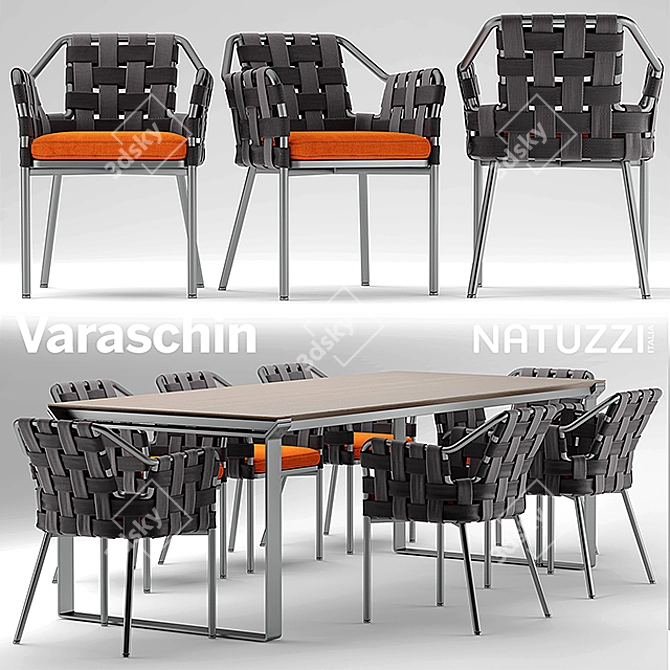 Stylish Varaschin Chair & Natuzzi Table 3D model image 1