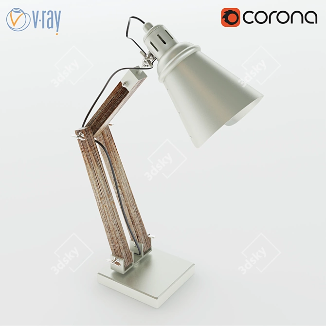 Rustic Industrial Handcrafted Table Lamp 3D model image 1