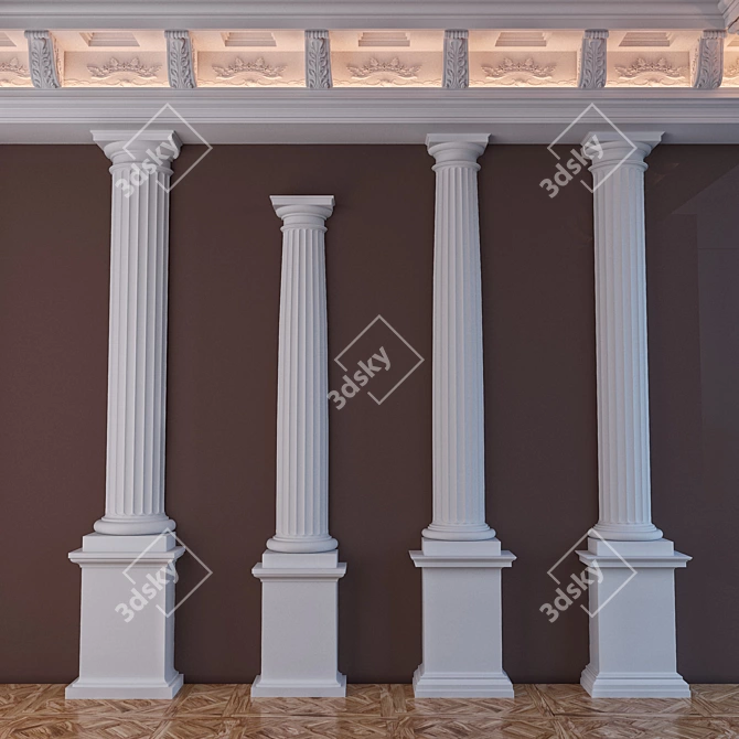 Classic Column with Various Types of Entasis 3D model image 1