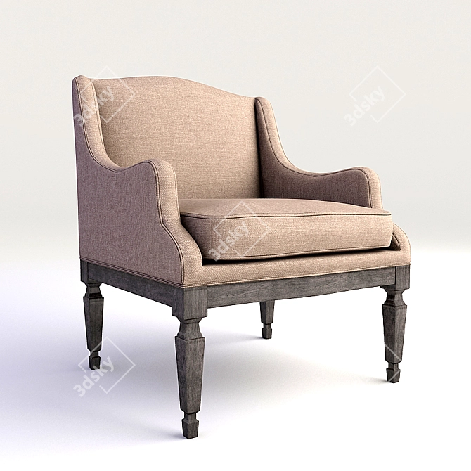  "Emma" Ottoman Chair - Customizable Fabric Choices 3D model image 1