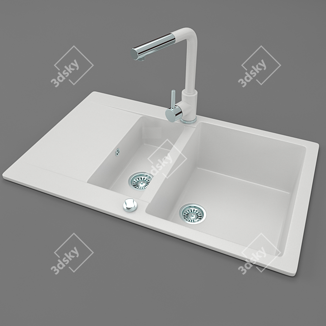 VersaSink: 4-Color Textured Kitchen Sink 3D model image 1