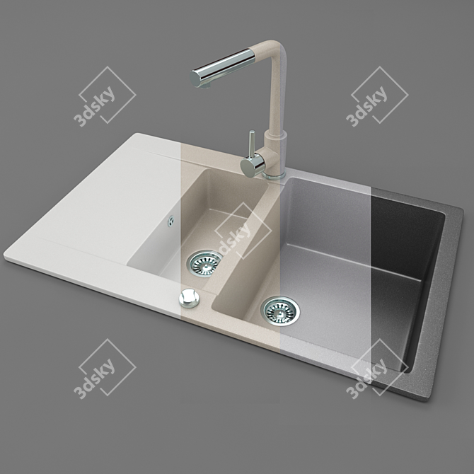 VersaSink: 4-Color Textured Kitchen Sink 3D model image 2
