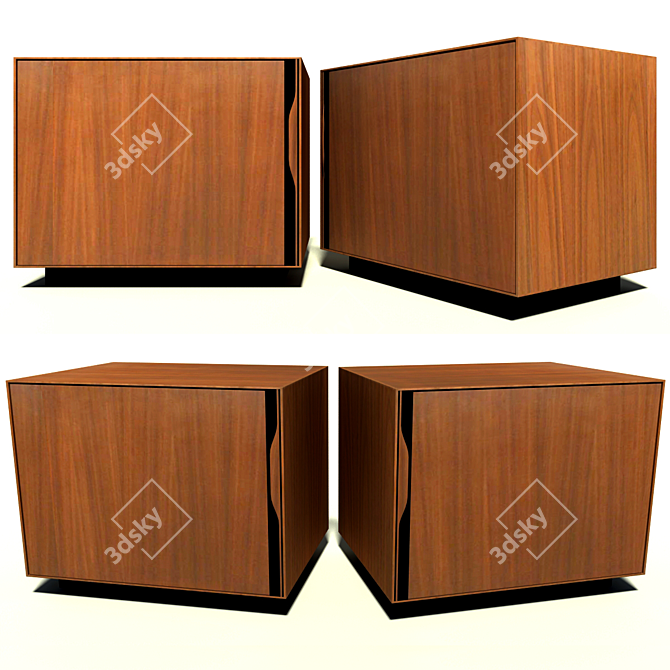 Mid-Century Walnut Nightstands 3D model image 1