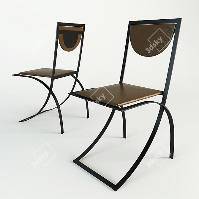 SINU Chair: Modern Metal Frame, Leather Upholstery 3D model image 1
