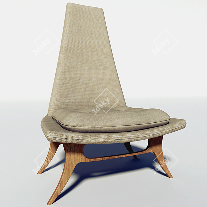 Sleek Mid Century Chair 3D model image 1