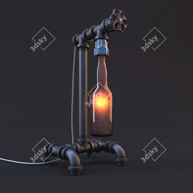 Vintage Loft Bottle Table Lamp 3D model image 2