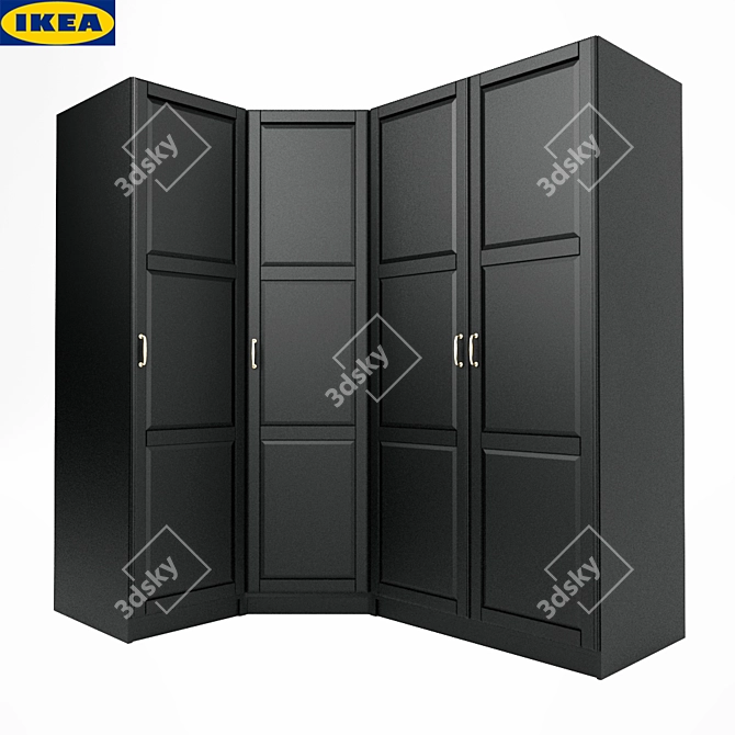 Ikea Paks Corner Cabinet - Black/Brown 3D model image 1