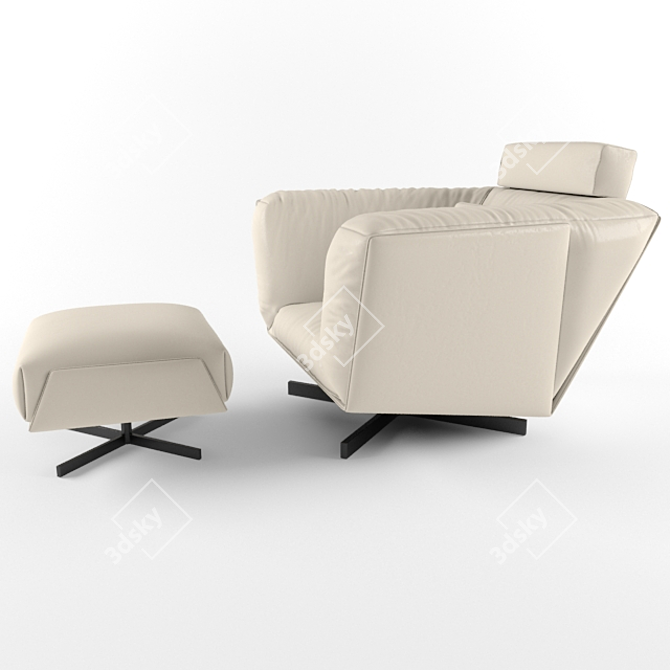 Piet Boon Heit Armchair & Pouf Set 3D model image 3