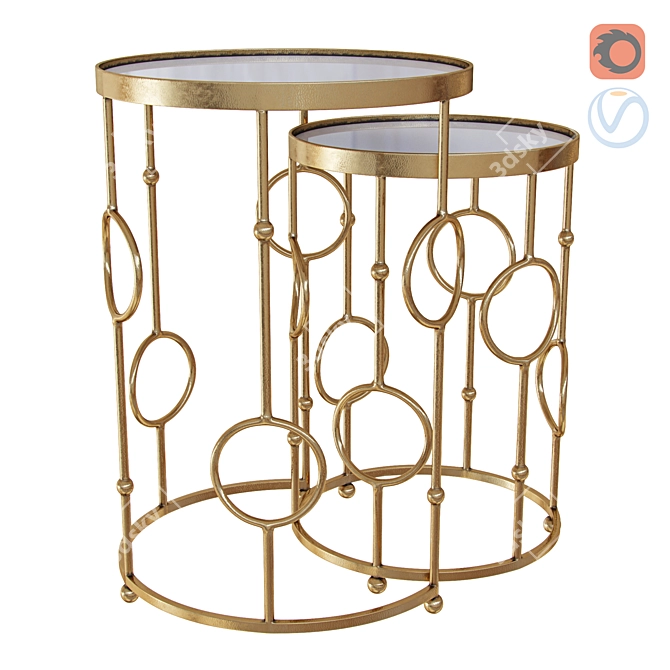 Elegant Brass Nesting Tables 3D model image 1