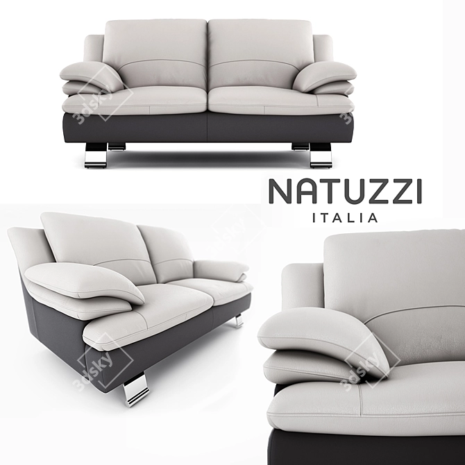 Natuzzi Black and White Leather Sofa 3D model image 1