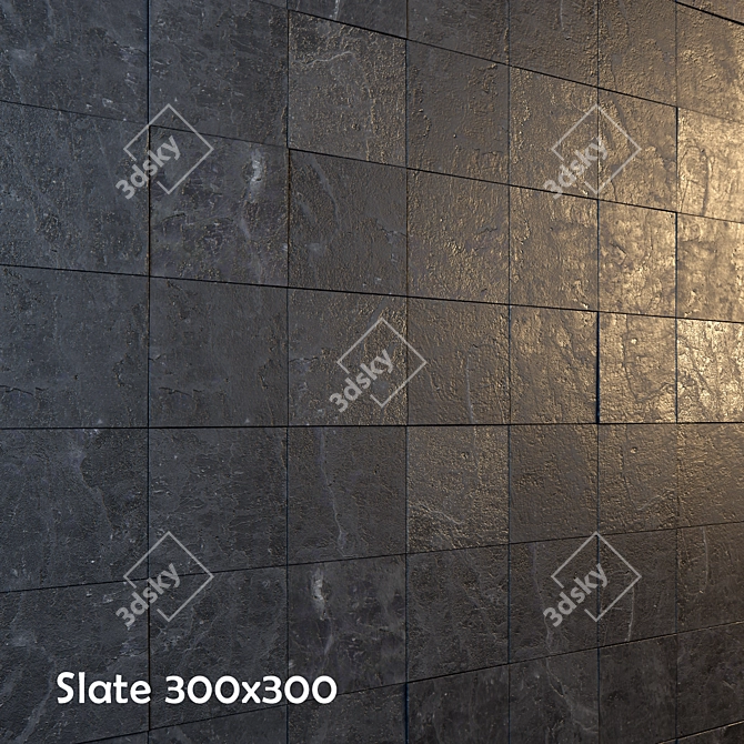 Sleek Slate Tiles - Versatile Sizes 3D model image 1