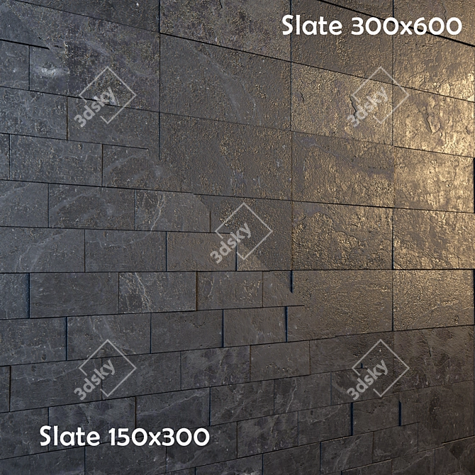 Sleek Slate Tiles - Versatile Sizes 3D model image 2