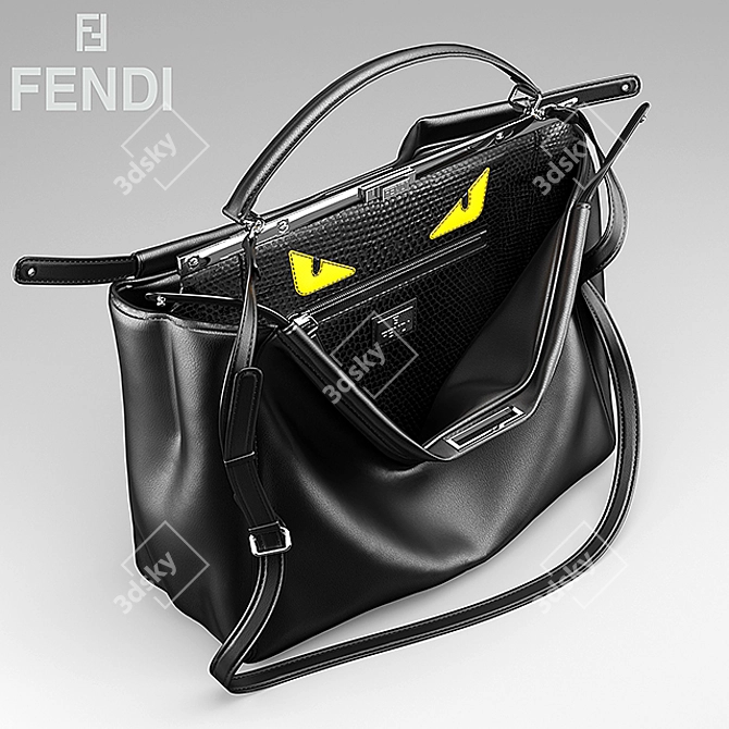 Elegant Fendi Peekaboo Bag 3D model image 2