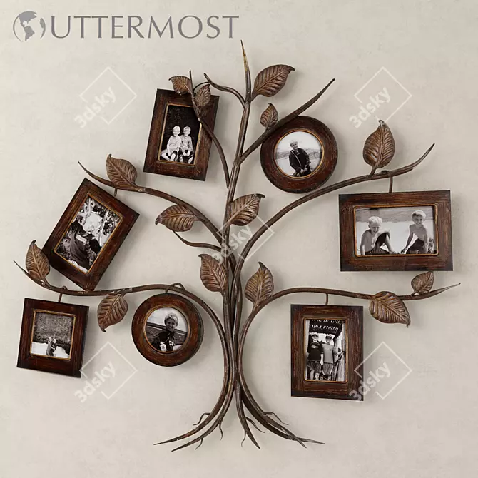 Rustic Tree Metal Photo Collage 3D model image 1