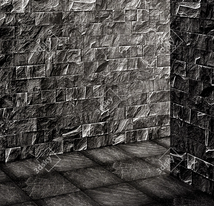 Slate Noir. Stone + Tile. 3D model image 2