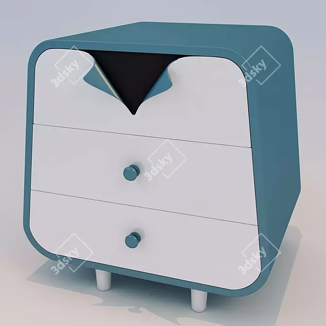 Sleek Wood Nightstand 3D model image 1
