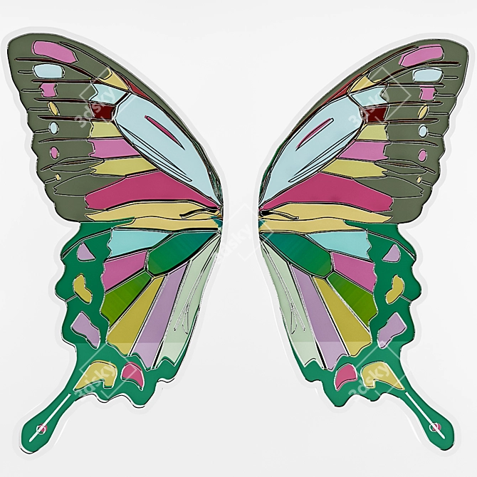 Vibrant Stained Glass Butterfly 3D model image 1